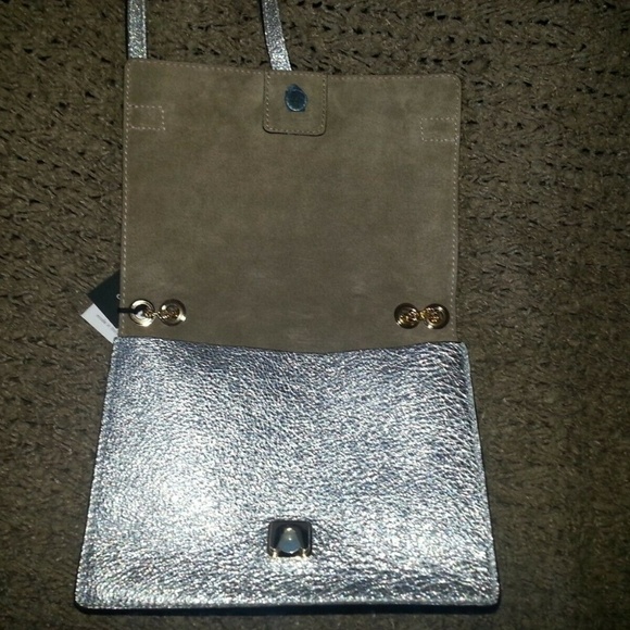 GIANNI CHIARINI-Silver Pebbled Leather-Gold Chain - Picture 6 of 7